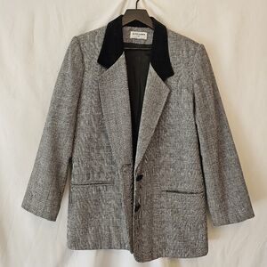 Alfred Dunner Black and Gray Checkered Blazer